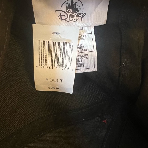 Disney Minnie Mouse Polka Dot Pom Pom Black Baseball Cap with red bow - Picture 4 of 5